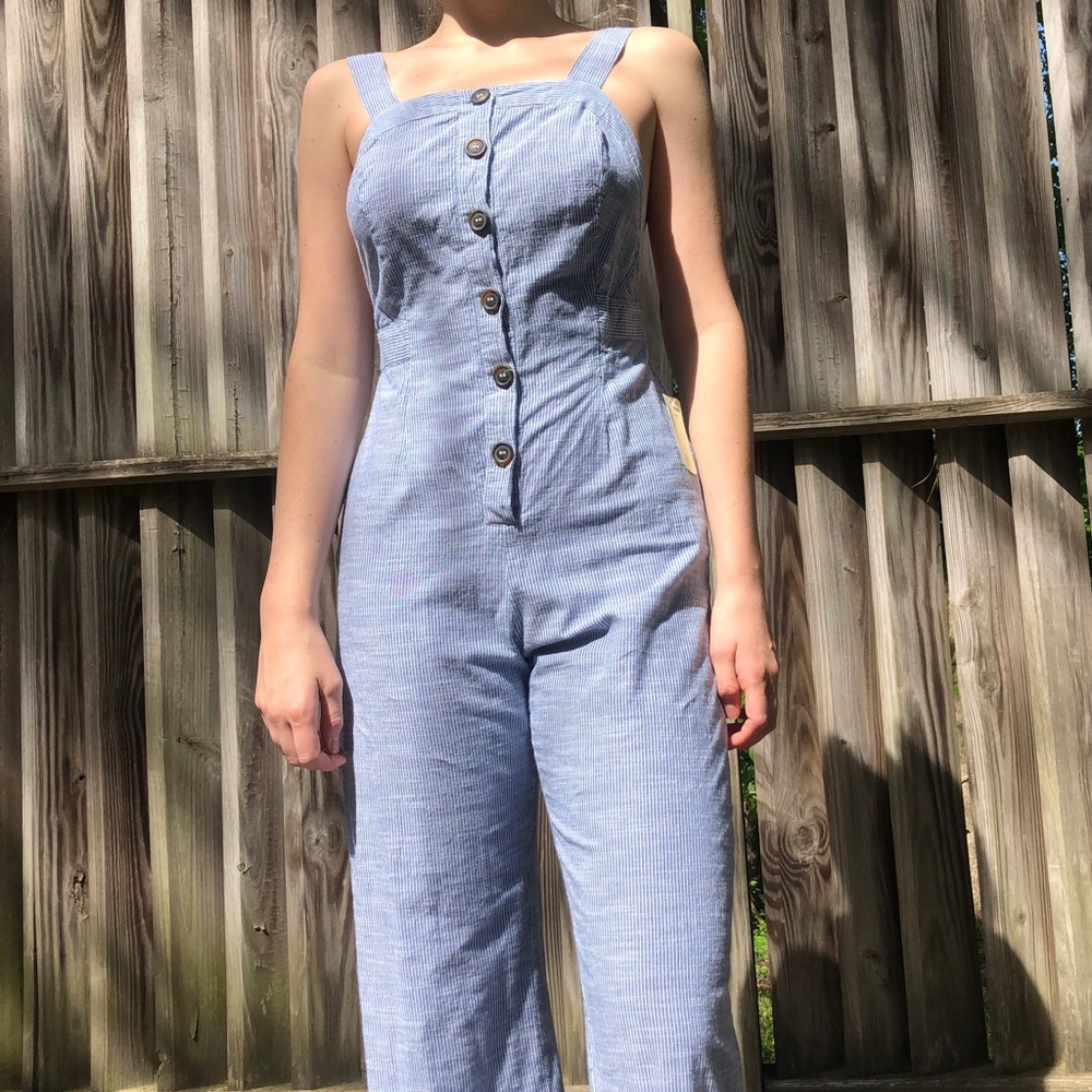 Blue and White Romper
